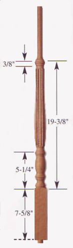 Stair Parts, Balusters, 4011-F Savannah Pin Top Fluted Baluster