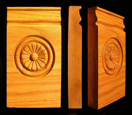 Stair Parts, Daisy Embossed, 1-1/16" x 4-1/2" x 8" Embossed Plinth Block