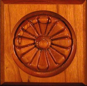Stair Parts, Daisy Embossed, 1-1/16" x 3-1/2" x 3-1/2" Daisy Embossed Beveled Rosette