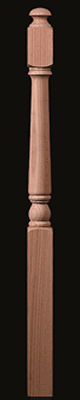 Stair Parts, Traditional Newels, 1642BT Traditional Ball Top Newel, 5&quot; Top Block, 20-7/8&quot; Bottom Block