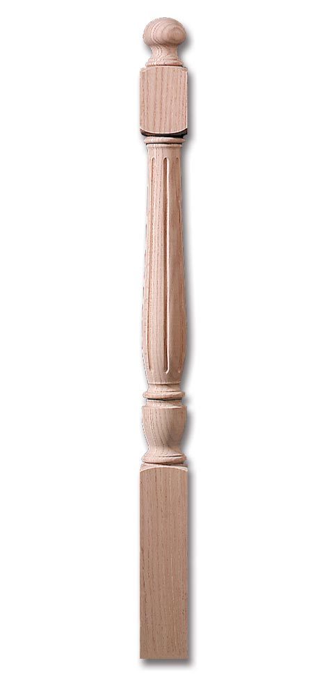 Stair Parts, Carolina Newels, 4442-F Carolina 5" Top Block Fluted Newel