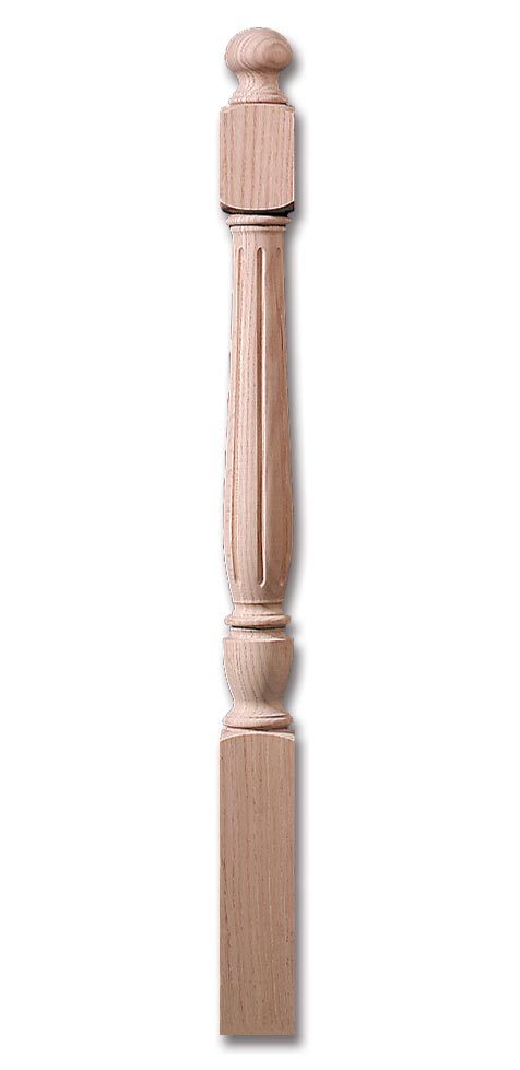 Stair Parts, Carolina Newels, 4442-F Carolina 10" Top Block Fluted Newel