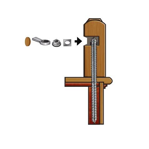 Stair Parts, Accessories, #1108 11" Wood/Steel Newel Fastener, Lag Bolt & Plugs