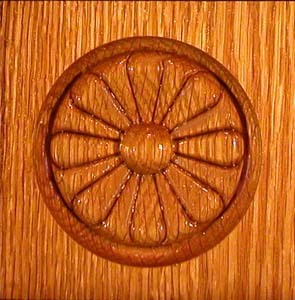 Stair Parts, Daisy Embossed, 27/32" x 3-1/2" x 3-1/2" Daisy Embossed Square Edge Rosette