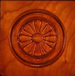 Stair Parts, Daisy Embossed, 27/32" x 4-1/2" x 4-1/2" Daisy Embossed Square Edge Rosette