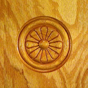 Stair Parts, Daisy Embossed, 27/32" x 5-1/2" x 5-1/2" Daisy Embossed Square Edge Rosette