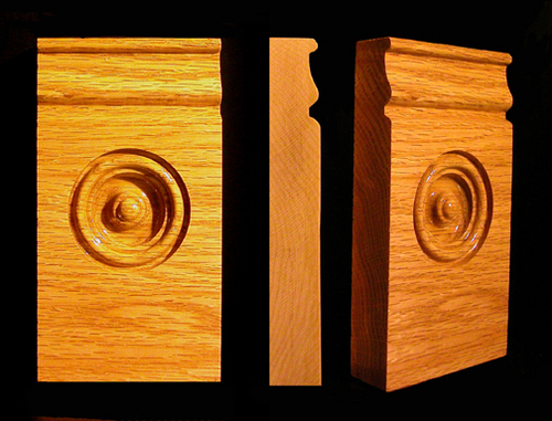 Stair Parts, Bullseye, 1-1/16" x 3-1/2" x 6-1/2" Bullseye Plinth Block