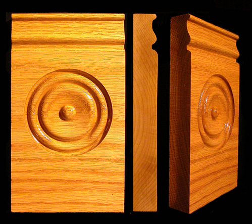 Stair Parts, Bullseye, 1-1/16" x 4-1/2" x 8" Bullseye Plinth Block