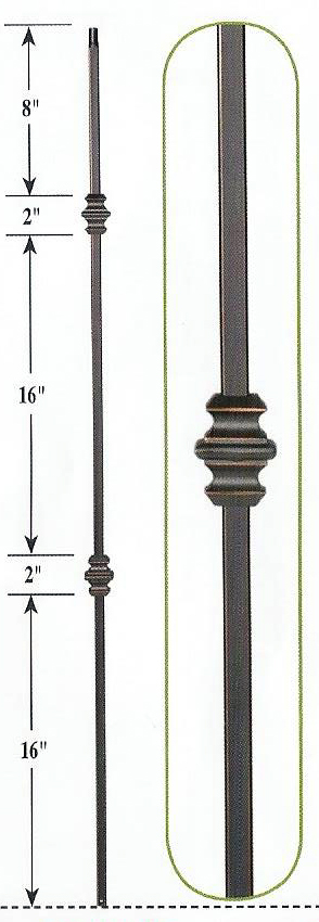 Stair Parts, Wave and Curl Forged Balusters, CS16.1.35 Double Knuckle Forged Balusters
