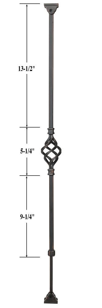 Stair Parts, Ole Ironslides, Ole Iron Slides Adjustable Basket Iron Baluster- Knee Wall