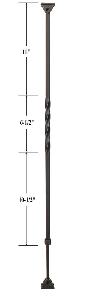 Stair Parts, Ole Ironslides, Ole Iron Slides Adjustable Twist Iron Baluster- Knee Wall